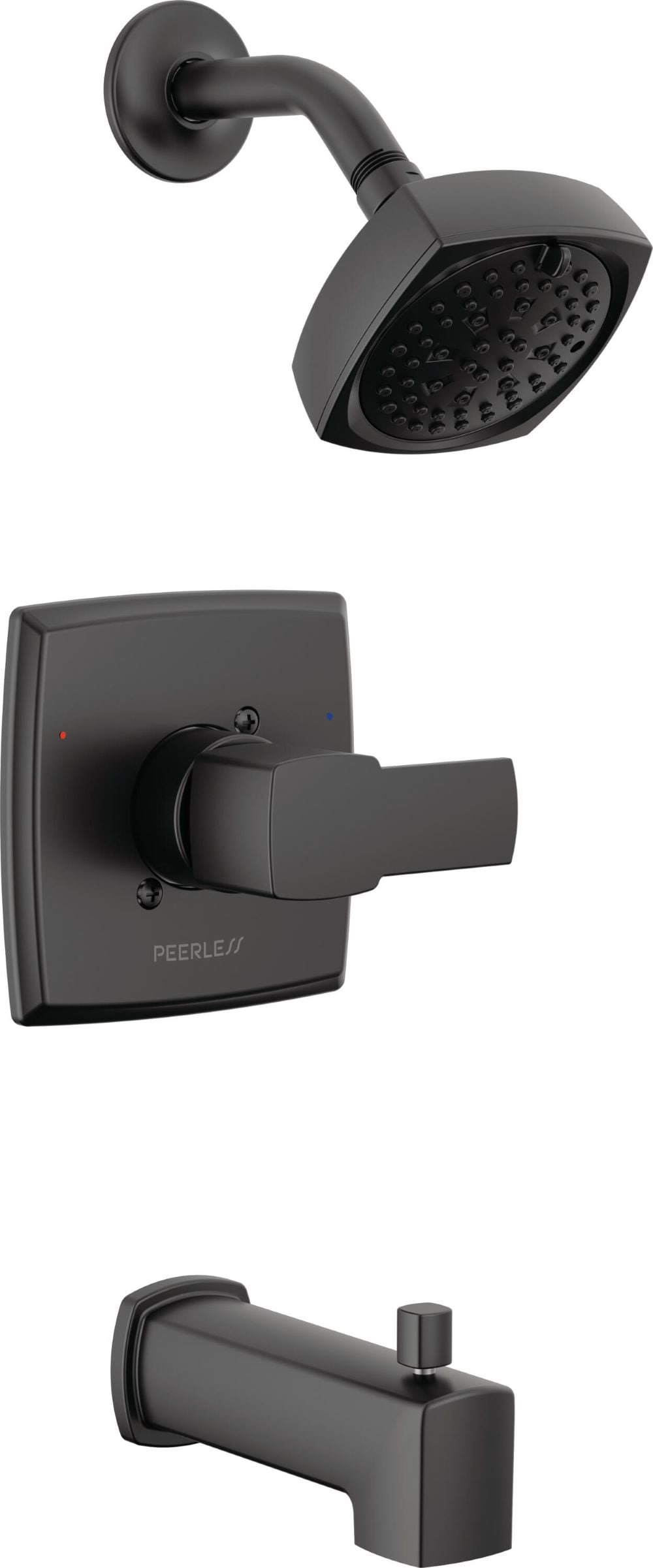 Ezra Matte Black 1-handle Multi-function 4-Inches Square Bathtub and shower Faucet