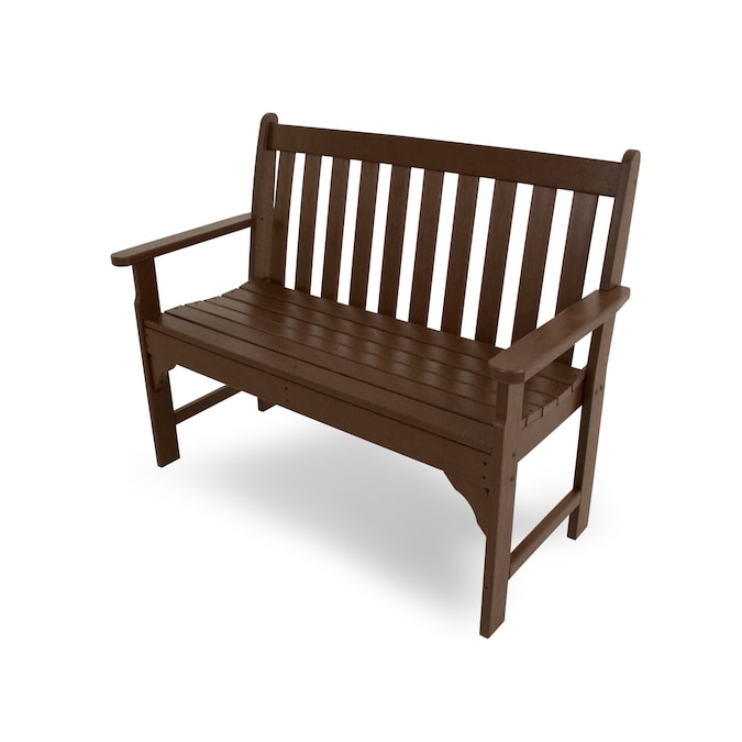 POLYWOOD Vineyard 48.5-in W x 35.25-in H Mahogany Plastic Garden Bench