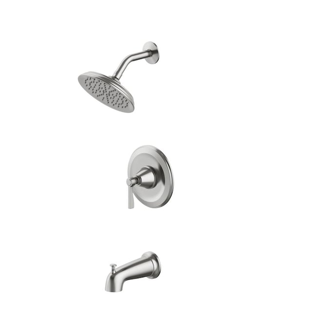 allen + roth Townley Brushed Nickel 1-handle Single Function Round Bathtub and Shower Faucet Valve Included