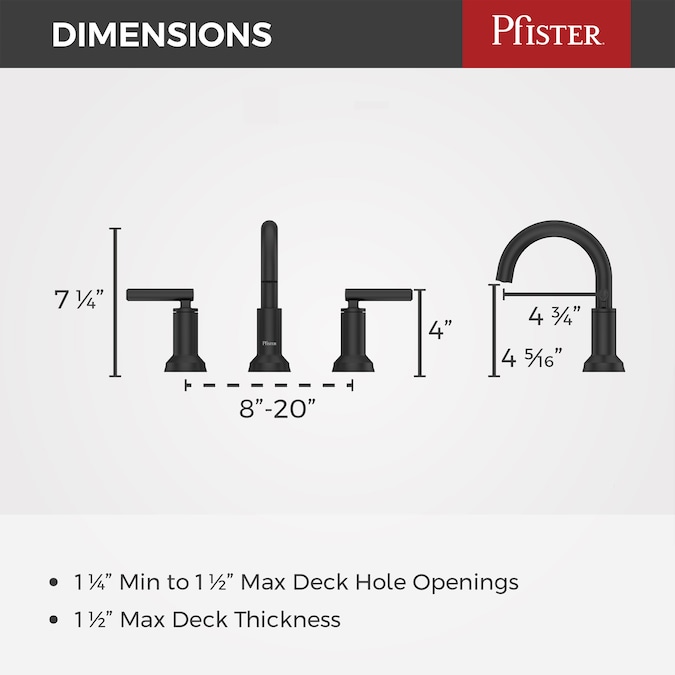 Pfister Capistrano Spot Defense Matte Black Widespread 2-Handle WaterSense Bathroom Sink Faucet with Drain - Image 4