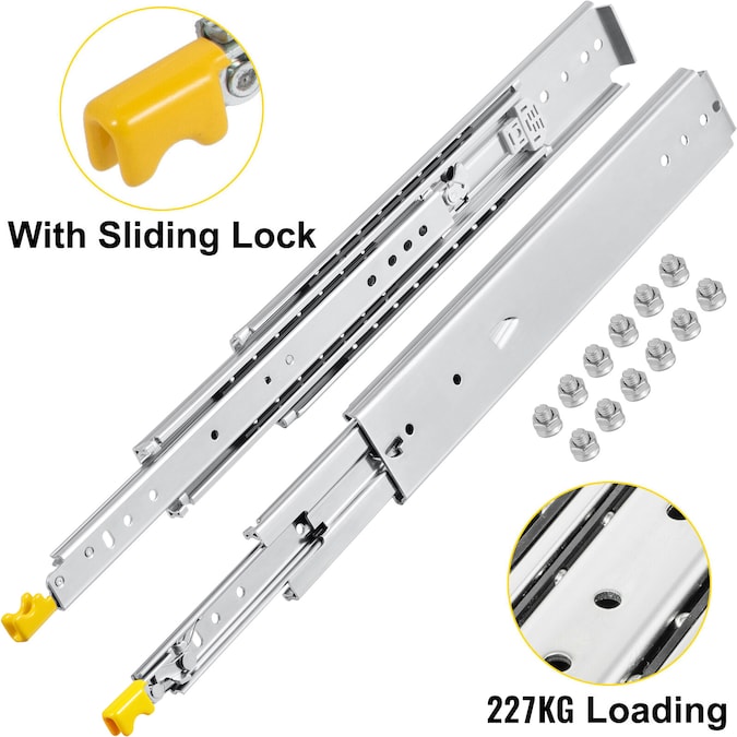 VEVOR 52-in Side Mount 500-lb Load Capacity Silver Drawer Slide (2-Pieces)