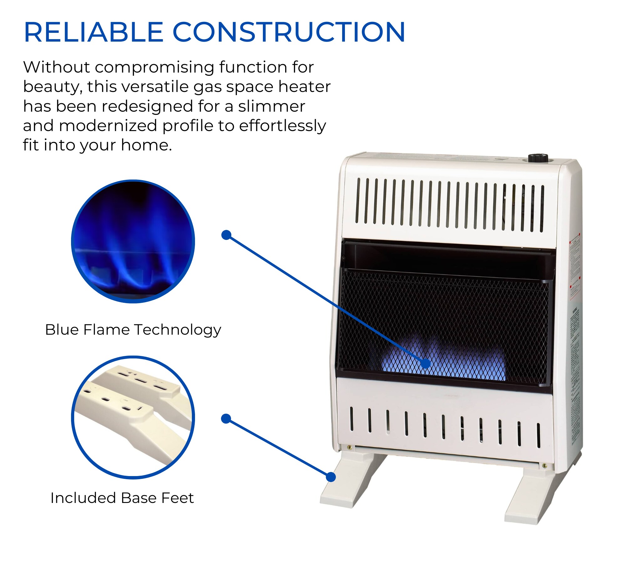 20000 -BTU Wall or floor -Mount Indoor Liquid propane Vent-Free Convection Heater - Image 2