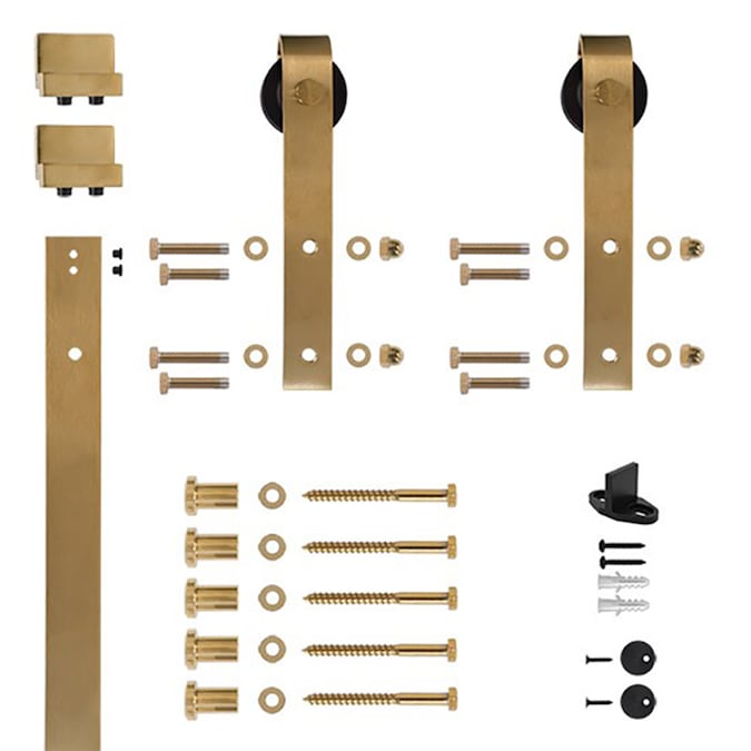 Quiet Glide 78-3/4-in Satin Brass Indoor Standard Single Barn Door Hardware Kit