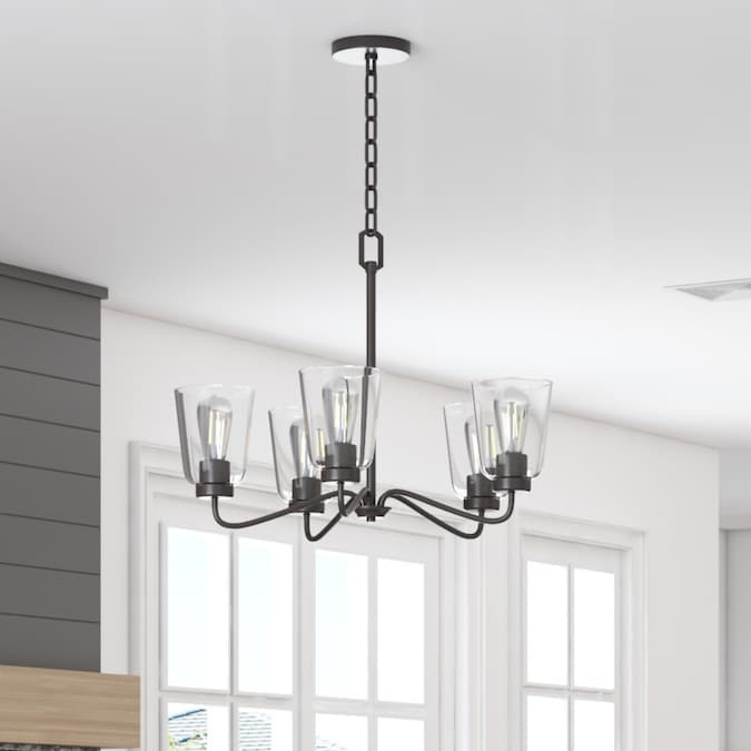 Project Source Traywick 5-Light Satin Bronze Transitional LED Dry rated Chandelier