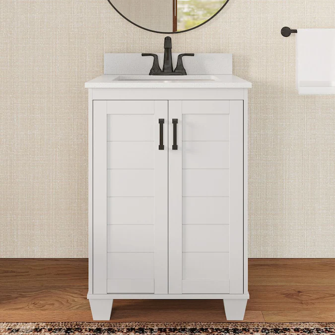 allen + roth Rigsby 24-in White Undermount Single Sink Bathroom Vanity with White Engineered Marble Top