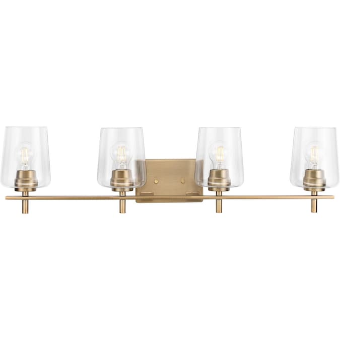 Progress Lighting Calais 34-in 4-Light Brass Modern/Contemporary Vanity Light