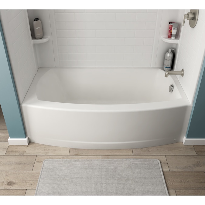 American Standard Elevate 60-in x 30-in Arctic White Fiberglass/Plastic Composite Alcove Soaking Bathtub (Right Drain)