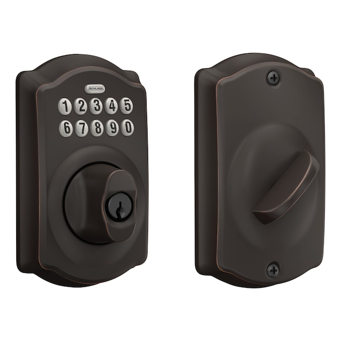 Schlage Camelot Aged Bronze Electronic Deadbolt with Keypad