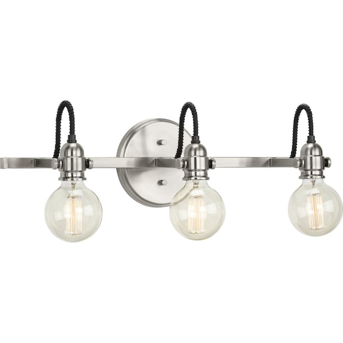 Progress Lighting Axle 24-in 3-Light Brushed Nickel Farmhouse Vanity Light