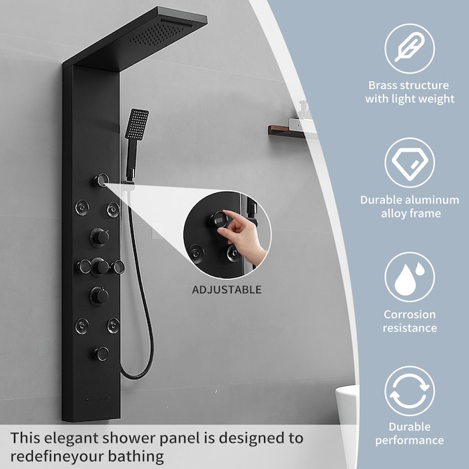 BWE Black-without Temperature Display 8-in Shower Tower System with 3-way Diverter - Image 4