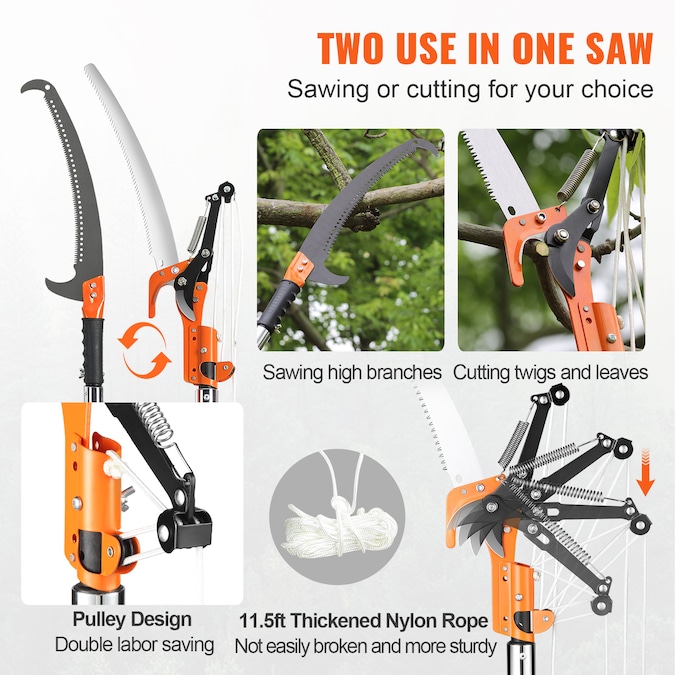 VEVOR 27 FT Manual tree pruner Telescoping Pole Pruning Saw - Image 6