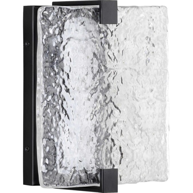 Progress Lighting LED Stone Glass Sconce 8-in W 1-Light Black Transitional Wall Sconce