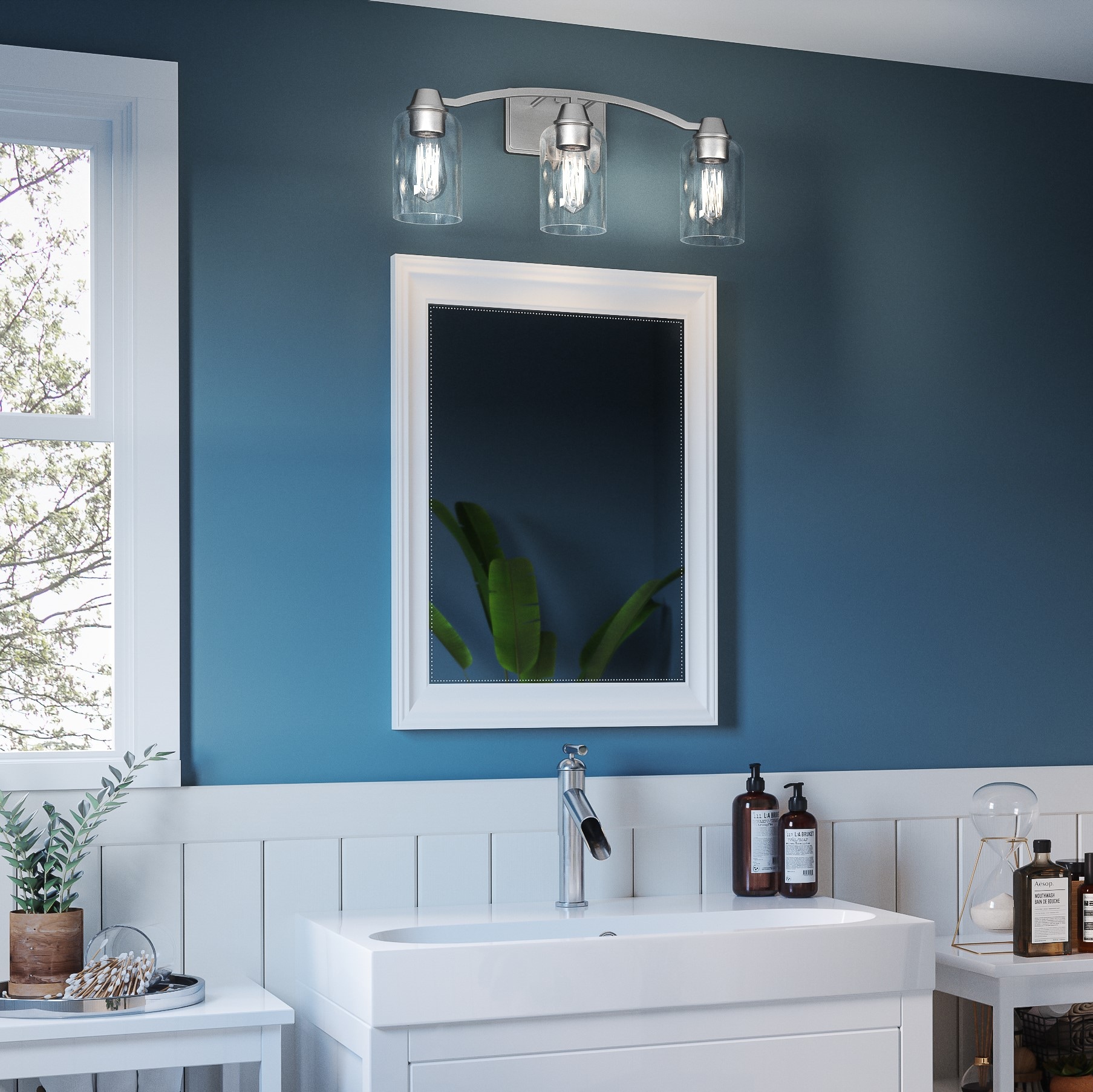 Acacia 21.5-in 3 -Light Brushed Nickel Transitional Vanity light