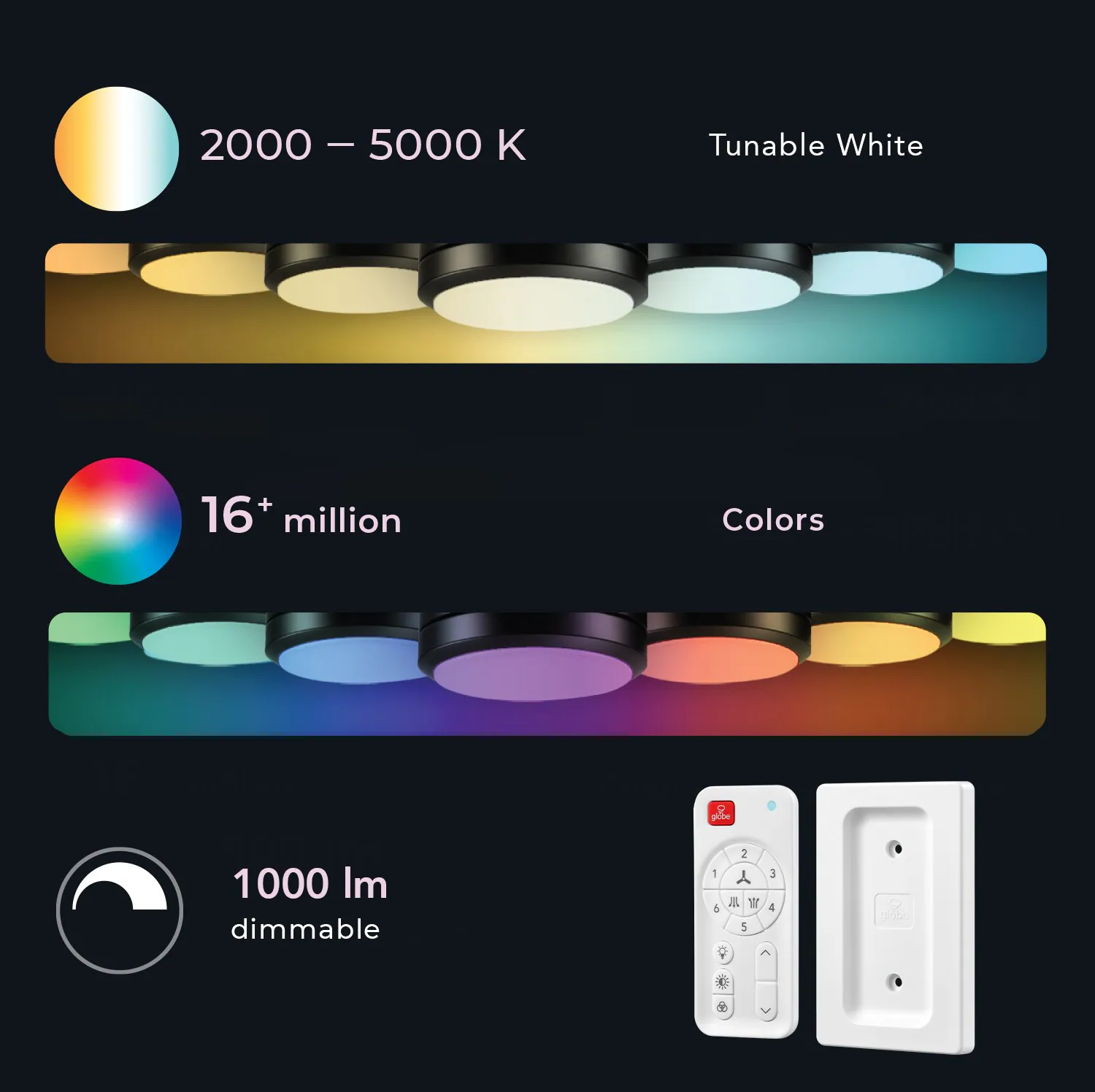 Caledon 52-in Color-Changing Integrated LED Outdoor Flush Mount Smart Black with Matte Black Blades Ceiling Fan With Light - Remote Included ( 3 -Blade ) - Image 11