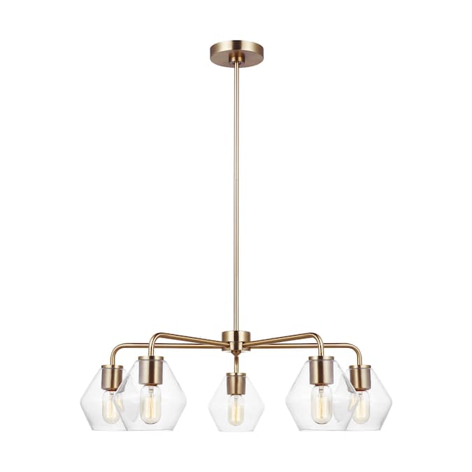 Generation Lighting Jett 5-Light Satin Brass Transitional Damp Rated Chandelier