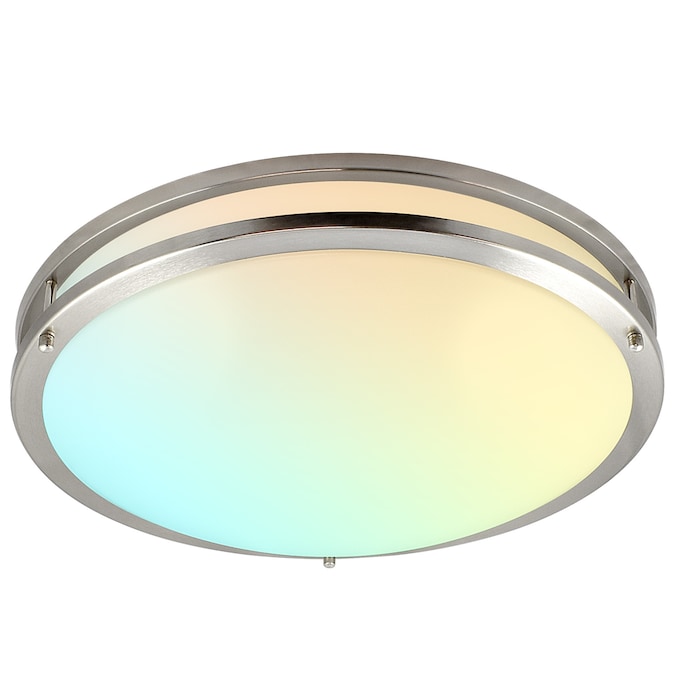 Luxrite 1-Light 18-in Brushed Chrome LED Flush Mount Light ENERGY STAR