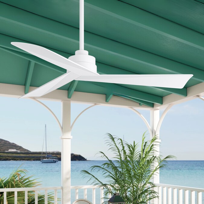 Breezary 52-in White with Acrylonitrile Butadiene Styrene (Abs) Blades Indoor/Outdoor Propeller Ceiling Fan and Remote (3-Blade)