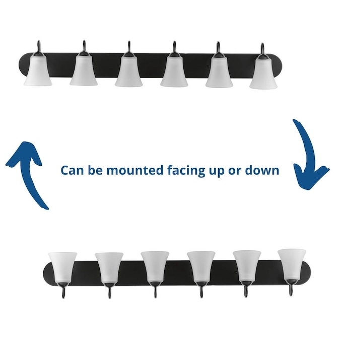 Progress Lighting Classic 48-in 6-Light Matte Black Transitional Vanity Light - Image 7