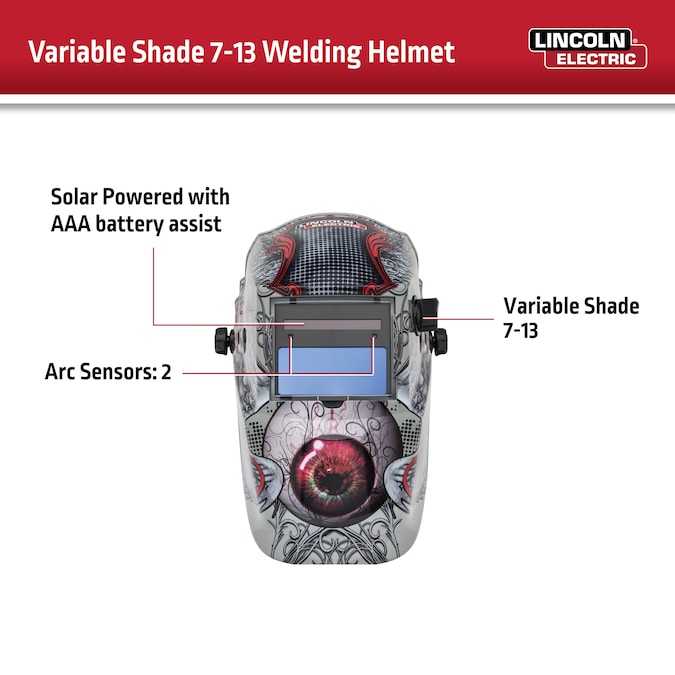 Lincoln Electric Auto Darkening Variable Shade White and Red Welding Helmet - Image 8