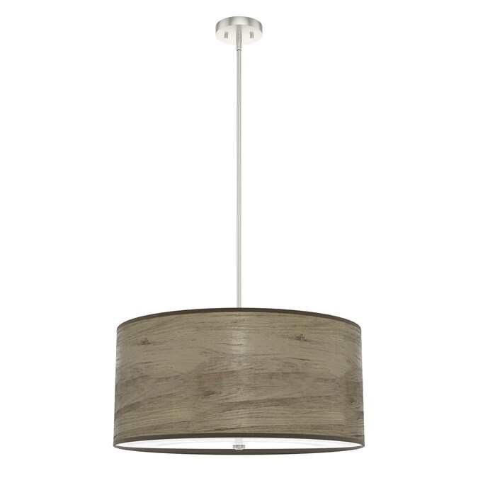 Hunter Solhaven 4-Light Warm Grey Oak Modern/Contemporary Frosted Glass Drum LED Large Hanging Kitchen Island Light