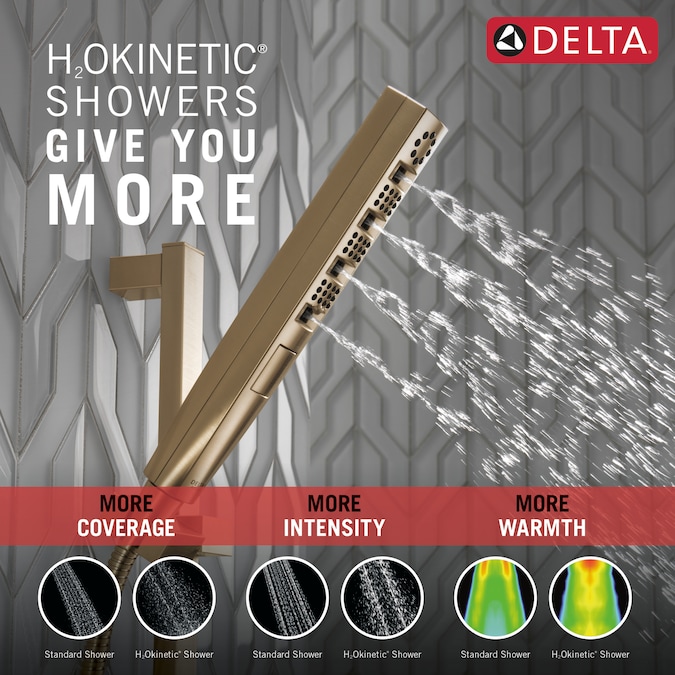 Delta Tetra Lumicoat Champagne Bronze 10.16-in Rectangle Handheld Shower Head 1.75-GPM (6.6-LPM) - Image 4