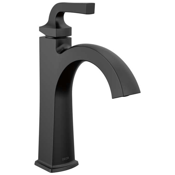 Delta Knoxville Matte Black Single Hole 1-Handle WaterSense Bathroom Sink Faucet with Drain and Deck Plate
