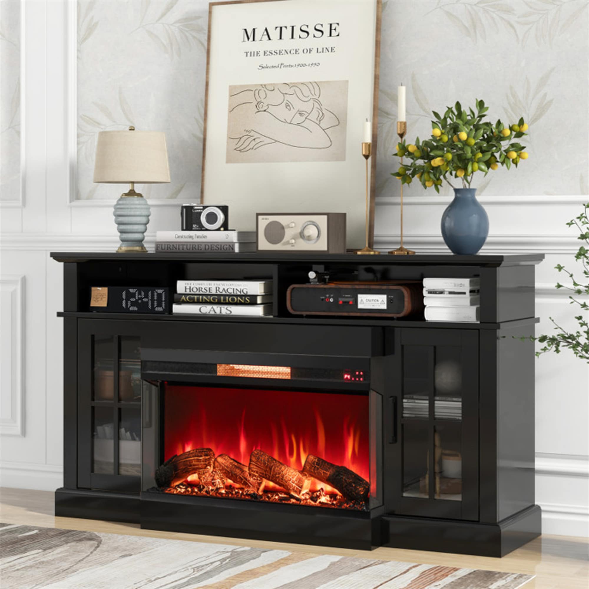 36-Inches W Black Wall mount Infrared quartz Tabletop Electric Fireplace with Remote Control Included - Image 2