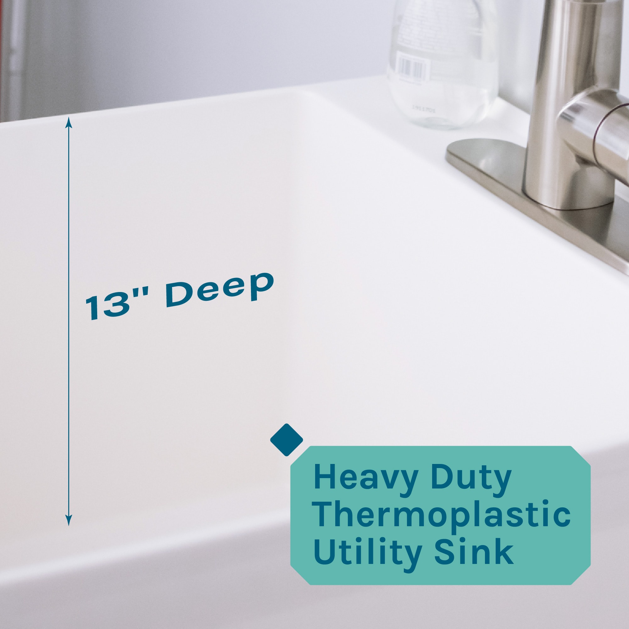 22.875-in x 23.5-in 1 -Basin White Freestanding Utility tub with Drain with Faucet - Image 5