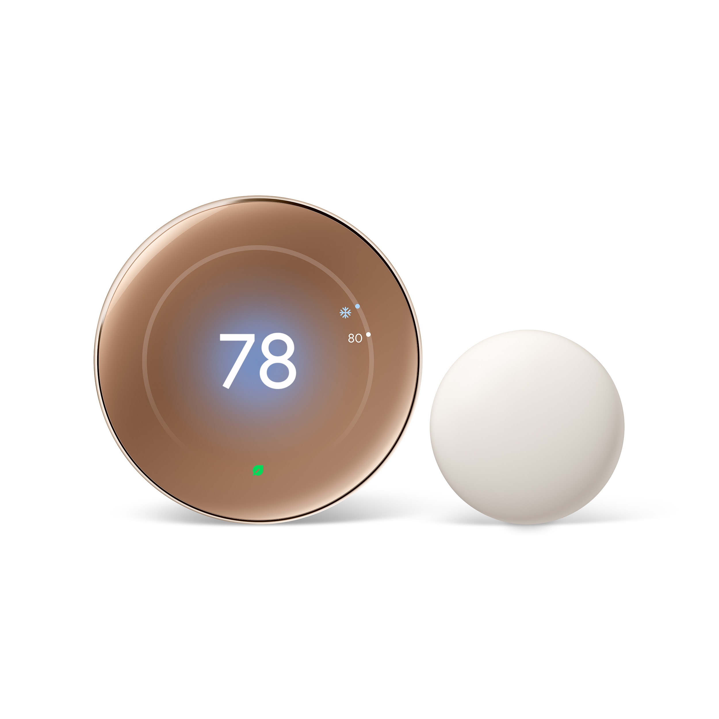 Nest Learning Thermostat (4th Gen) with Temp Sensor - Polished Gold