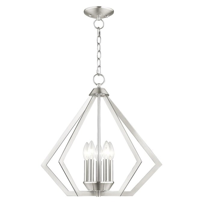 Livex Lighting Prism 5-Light Brushed Nickel Modern/Contemporary Damp Rated Chandelier