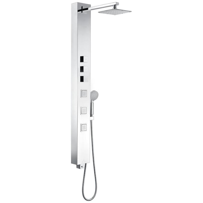 ANZZI Lann series Polished Chrome 7.875-in Waterfall Shower Panel System with 3-way Diverter