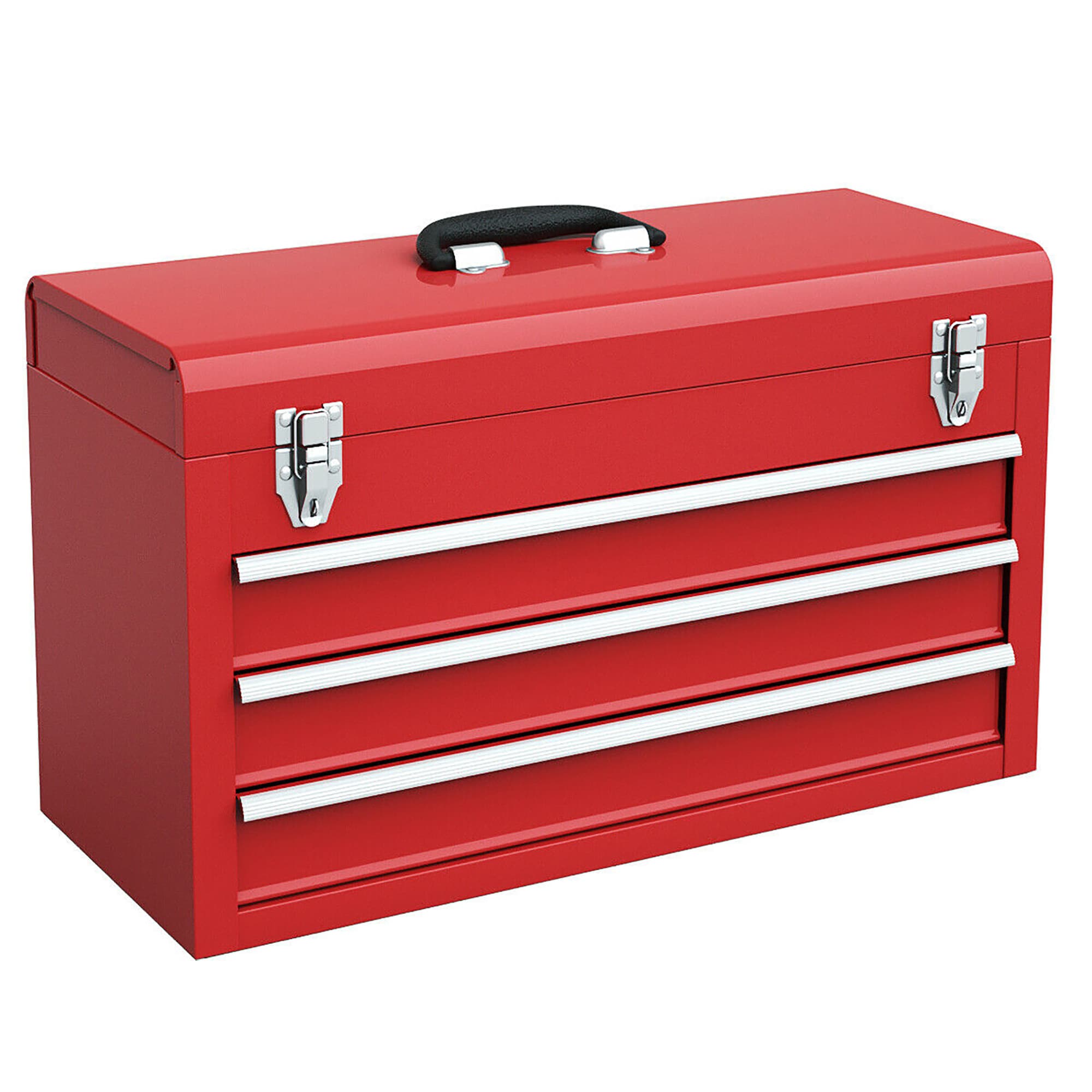 8.5-Inches W x 12-Inches H x 20.5-Inches D 3 -Drawer Red Metal Tool Box