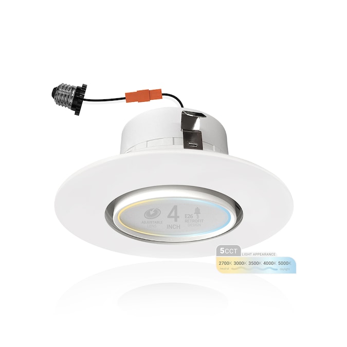 NUWATT Gimbal Retrofit with Adjustable Lens White 4-in 750-Lumen Switchable Round Dimmable LED Canned Shower Recessed Downlight (6-Pack) - Image 2