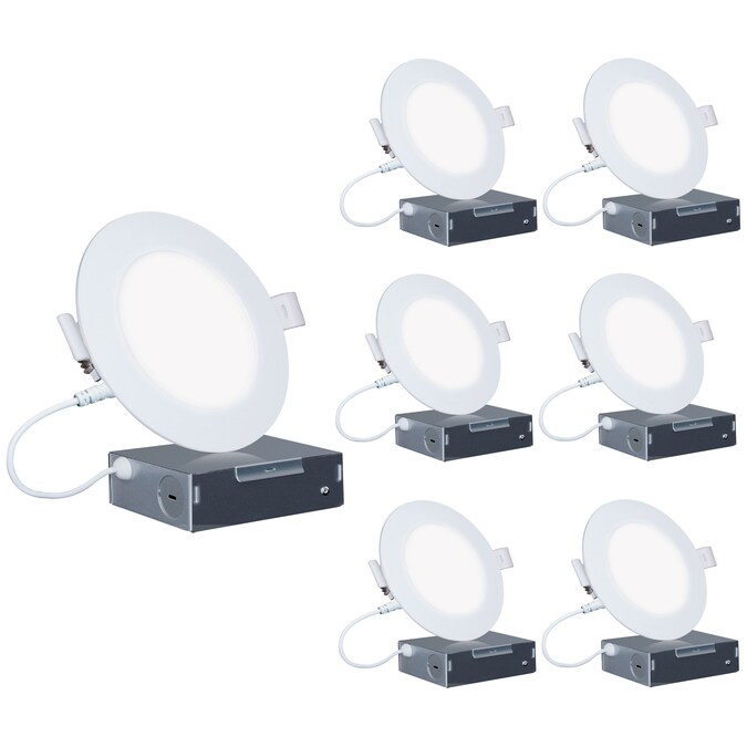 Infibrite Canless Slim Round Recessed 6-Pack 6-in LED Remodel or New Construction White Airtight Ic Baffle Canless Recessed Light Kit