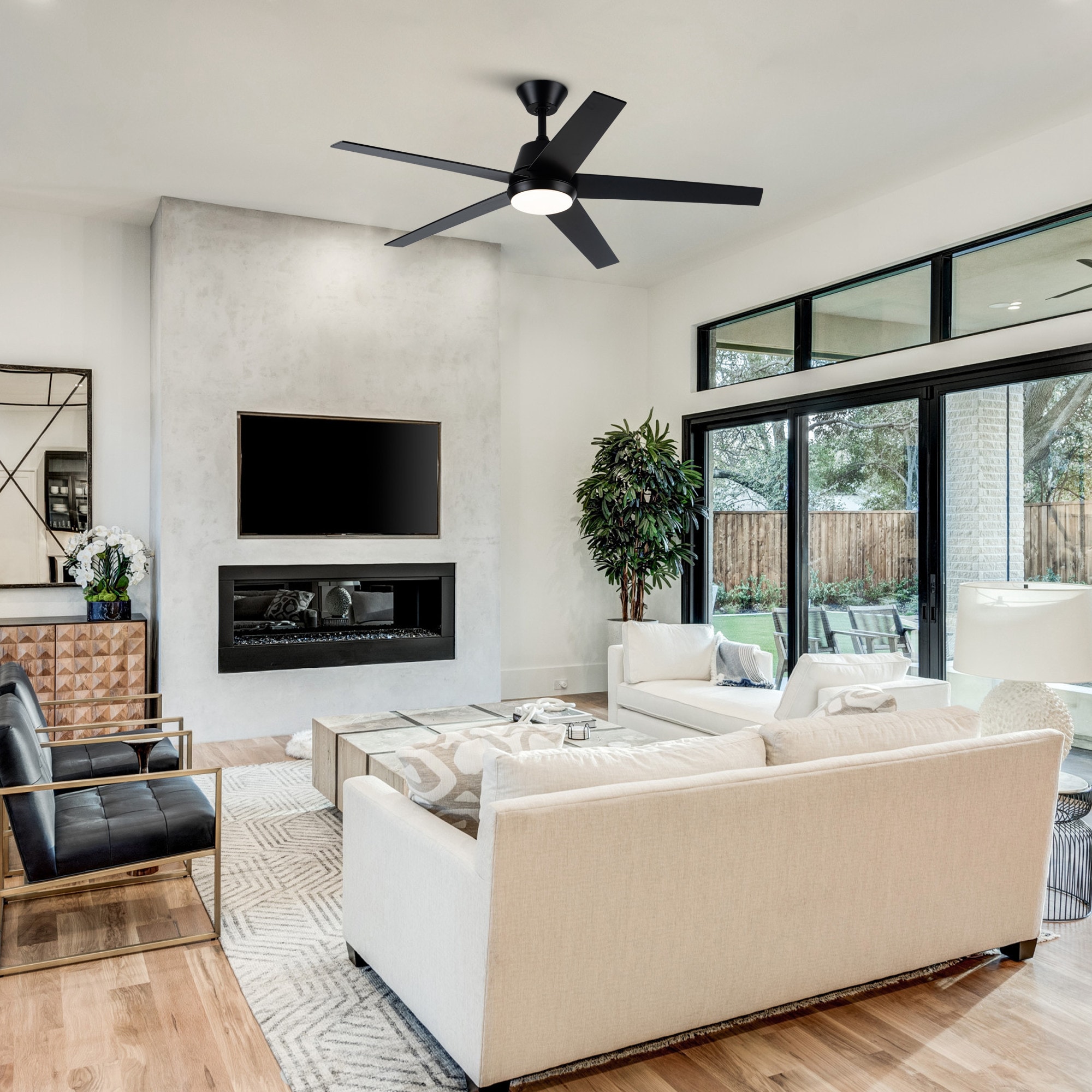 52-in Integrated LED Matte Black with Black Blades Ceiling Fan With Light and Remote ( 5 -Blade ) - Image 5