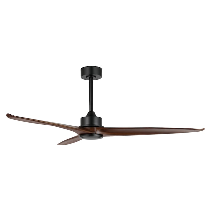 GETLEDEL 60-in Black with Walnut Blades Indoor Propeller Ceiling Fan and Remote (3-Blade) - Image 3