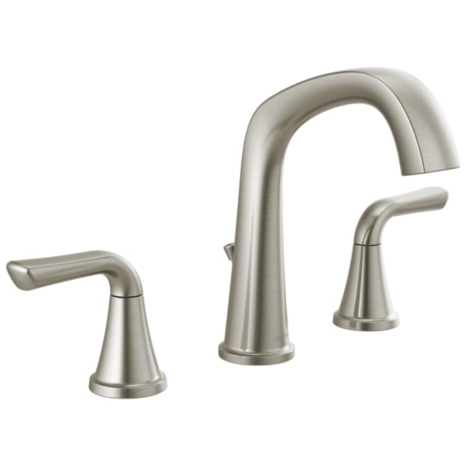 Delta Larkin Spotshield Brushed Nickel Widespread 2-Handle WaterSense Bathroom Sink Faucet with Drain