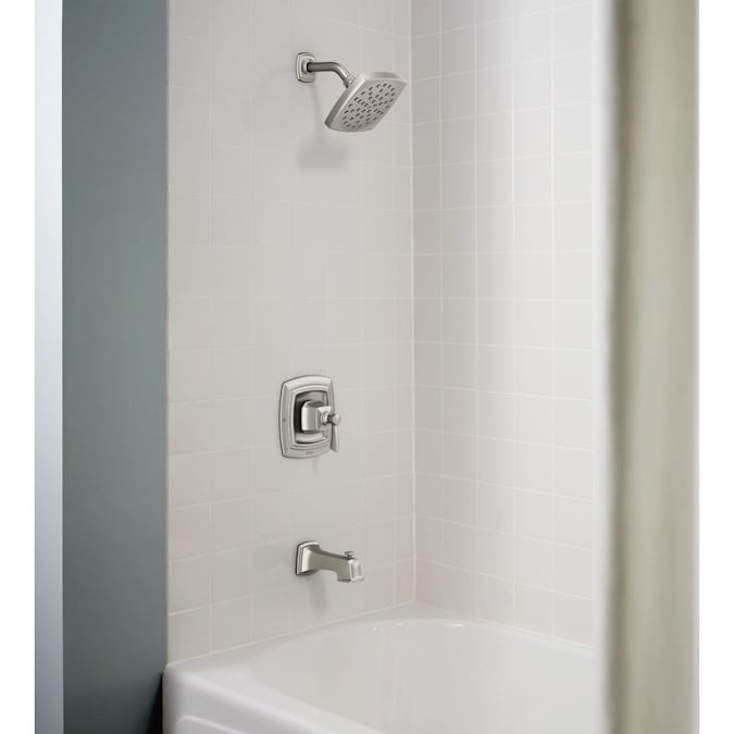 Moen Conway Spot Resist Brushed Nickel 1-handle Single Function Square Bathtub and Shower Faucet Valve Included - Image 5