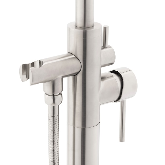 AKDY Brush Nickel 1-handle Freestanding High-arc Bathtub Faucet with Hand Shower (Valve Included) - Image 4