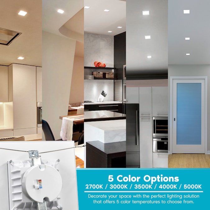 Luxrite White 5-in or 6-in 1100-Lumen Switchable Square Dimmable LED Canned Shower Recessed Downlight (6-Pack) - Image 2