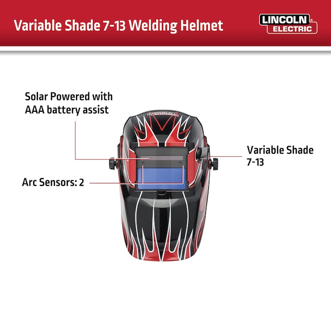Lincoln Electric Auto Darkening Variable Shade Red Welding Helmet - Image 8