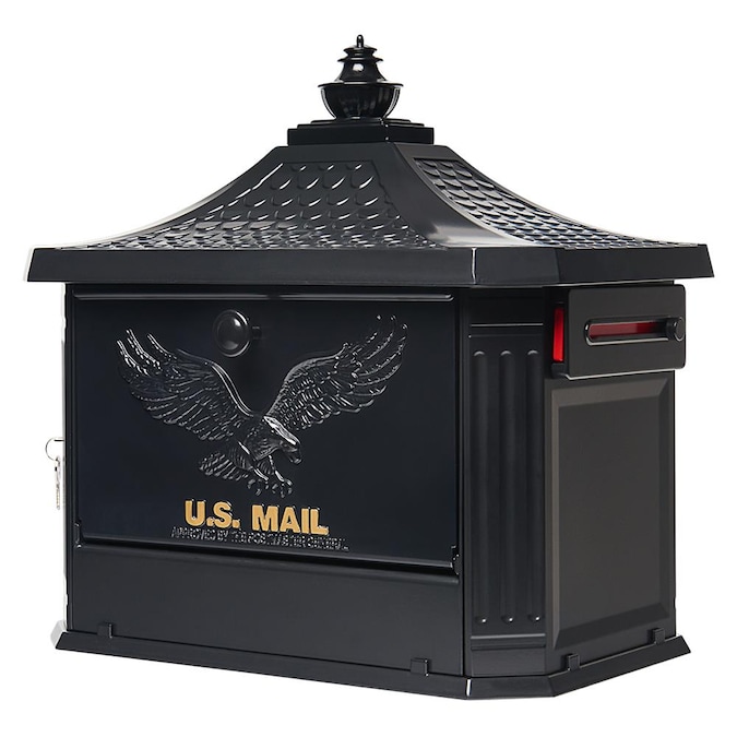 Architectural Mailboxes Post Mount Black Metal Large Lockable Mailbox