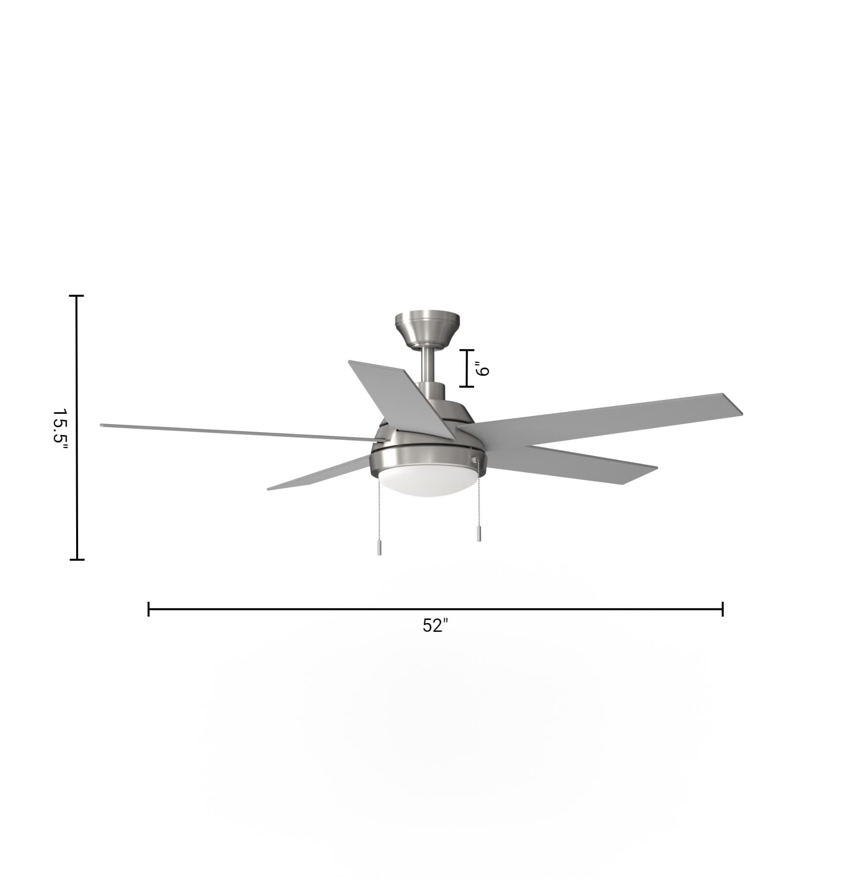 Amberwood 52-in Color-Changing Integrated LED Brushed Nickel with Walnut/Silver Blades Ceiling Fan With Light ( 5 -Blade ) - Image 12