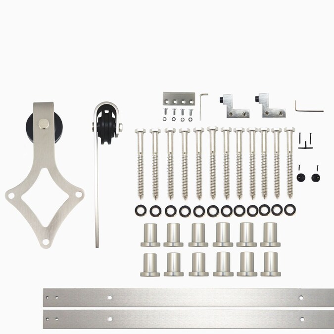 HOMACER 180-in Brushed Nickel Indoor Diamond Single Barn Door Hardware Kit