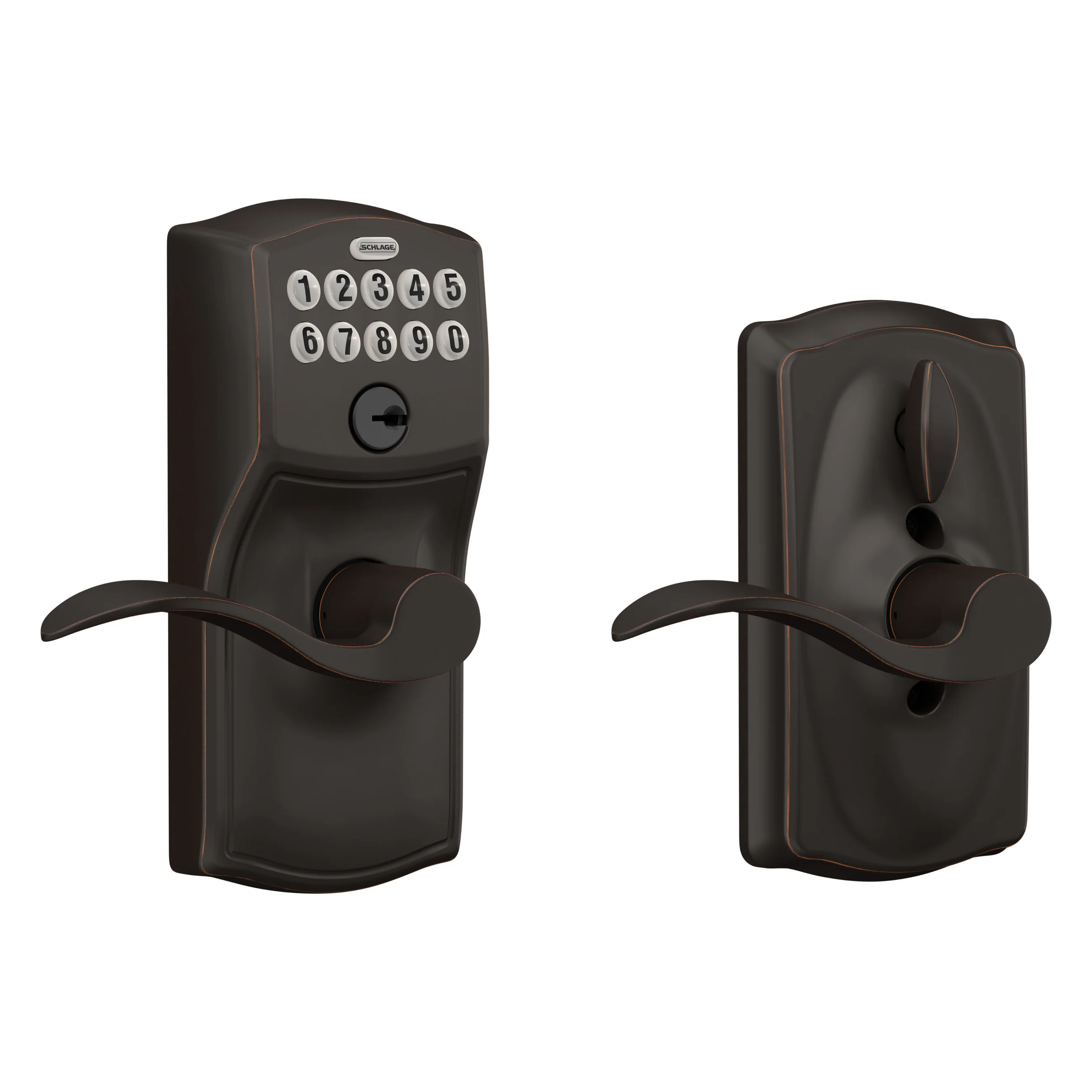 Camelot-Accent Aged Bronze Smart Lock Electronic Handle and Keypad