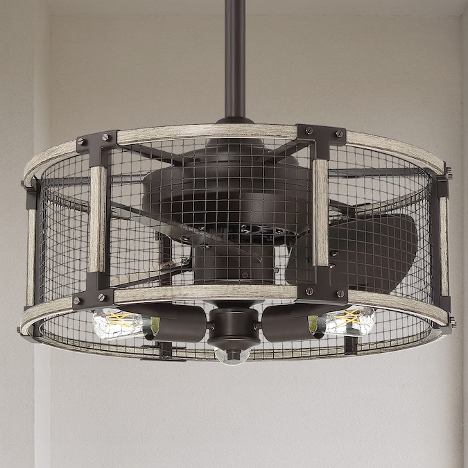 Harbor Breeze Abbingdon 20-in Bronze with Bronze/Driftwood Blades LED Indoor/Outdoor Downrod or Flush Mount Fandelier Ceiling Fan with Light and Remote (3-Blade)