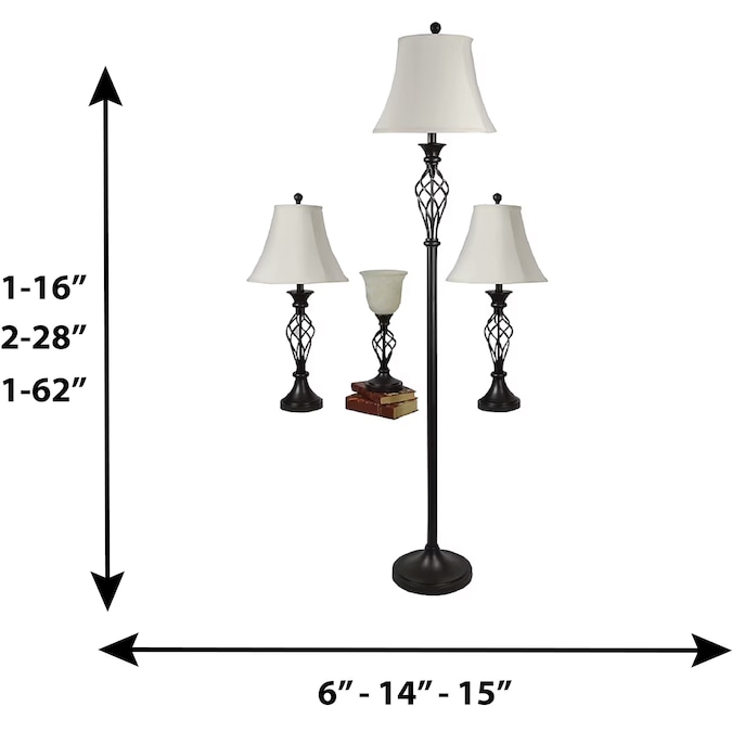 allen + roth Clairiby Transitional Medium Base (e-26) Lamp Set with Off-white Shades - Image 14