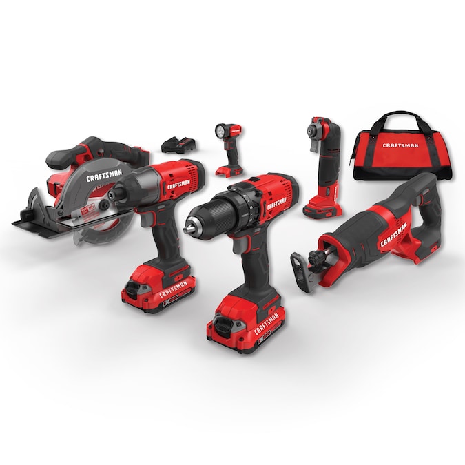 CRAFTSMAN V20 20-volt Max 6-Tool Power Tool Combo Kit with Soft Case (2-Batteries Included and Charger Included)