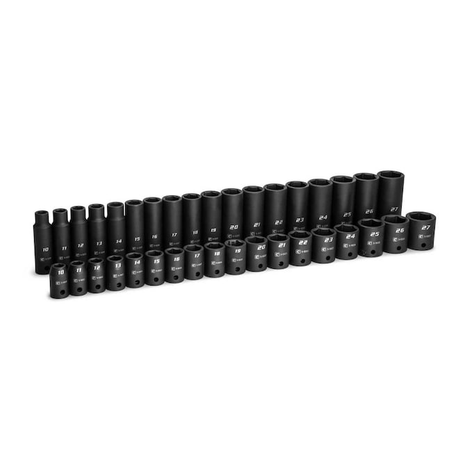 Capri Tools 36-Piece Metric 1/2-in Drive Set 6-point Impact Socket Set