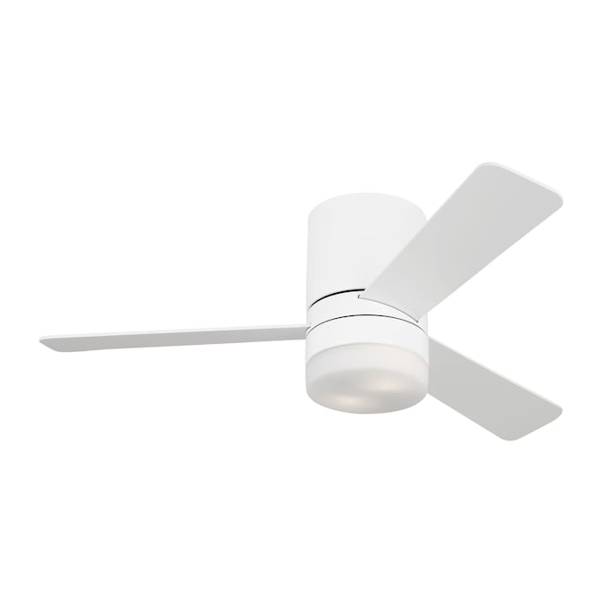 Generation Lighting Era 44 Hugger LED 44-in Matte White Indoor/Outdoor Flush Mount Ceiling Fan with Light and Remote (3-Blade)